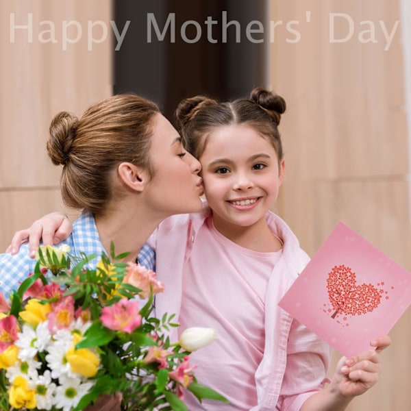 Pop Up Gratulationskort 3D Hjärta Forma Sakura Mors Dag Födelsedag Alla Hjärtans Dag Kort för Fru, Mamma, Kvinnor, Syster, Älskare, Flickvän