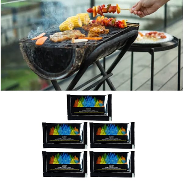 5 stk 25g BBQ Camping Fargeflammepakker Bålfest Fargerike Flammer Fargeskiftende Pakker