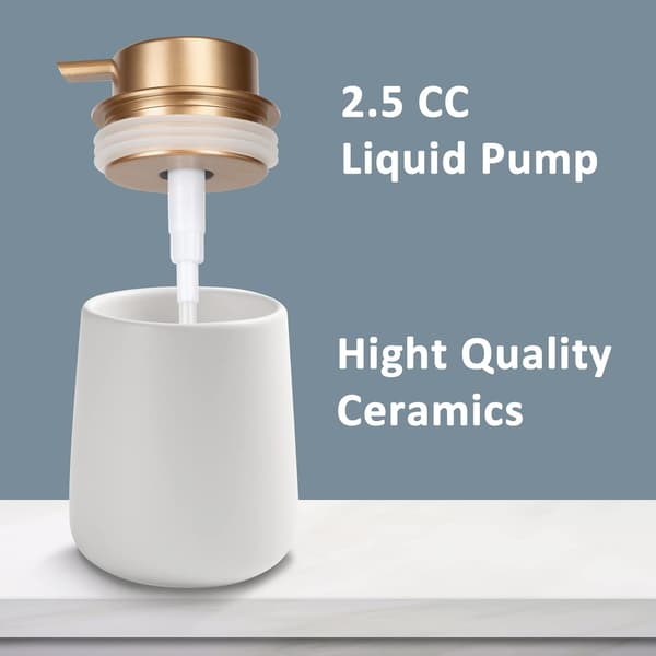 Keramisk sæbedispenser til badeværelse køkken flydende pumpe let tryk hvid 12,5x8,5 cm