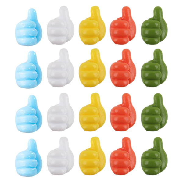 Thumb-shaped wall hook, fun cable organizer, thumb-up shape, can also be used as a key hook, random color.