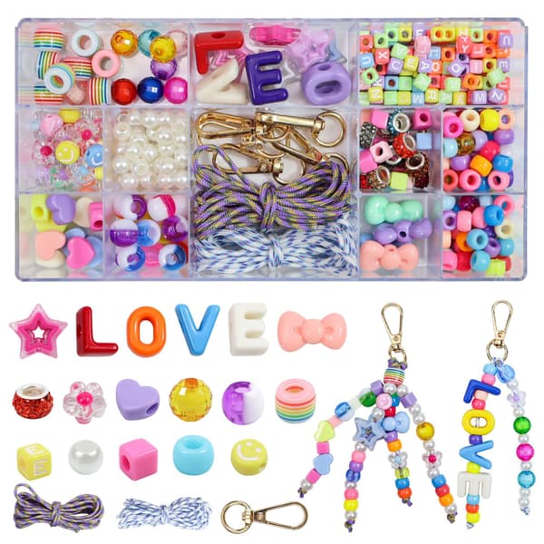 Akryl bogstavperle DIY smykkesæt til armbånd, nøglering og håndlavet tilbehør 350pcs