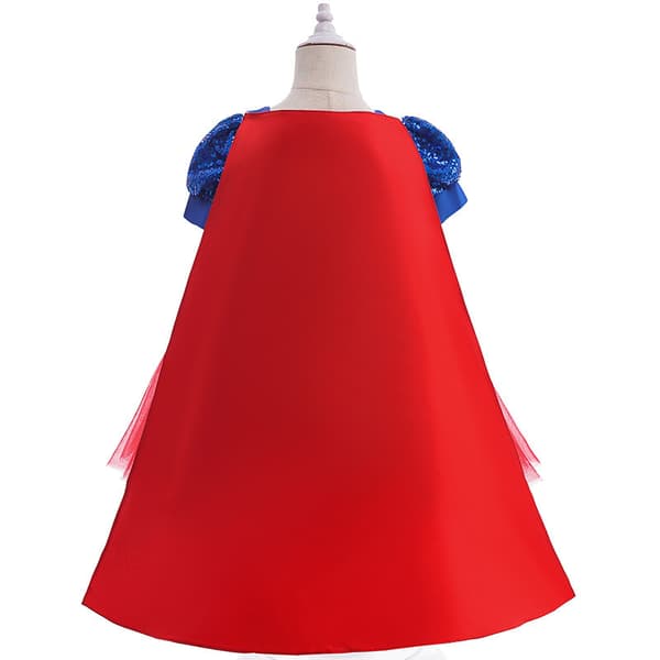 Pige-patchworkkjole med Superman-kappe cosplay-kostume til børn D1105 Dark Blue + Cape 100cm