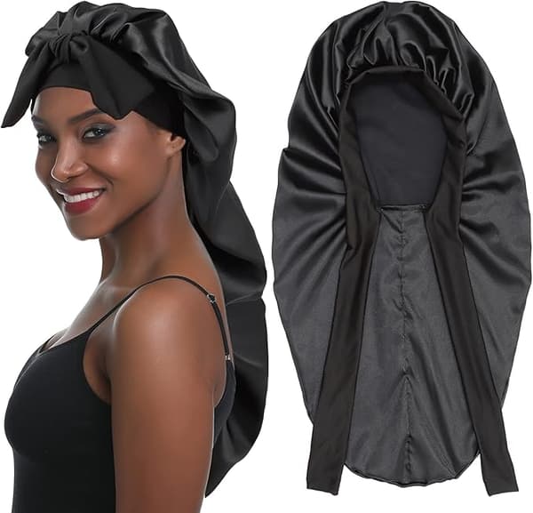 Satin Sovmössa Lång Bonnet För Flickor Och Kvinnor 2 St Hårskydd Nattmössa