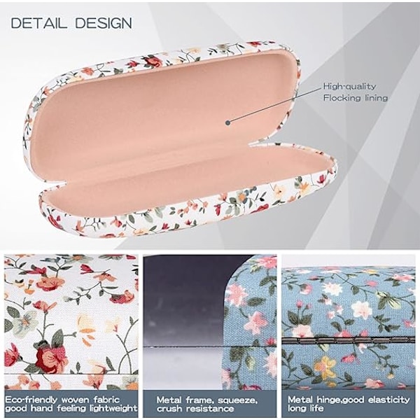 2 st tyg blommigt hårt skal bärbart glasögonfodral{HH}