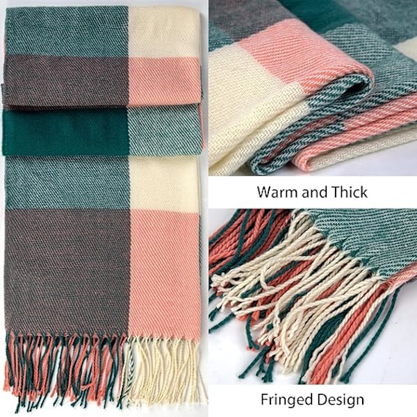 Damscarf Mode Lång Rutig Sjal Omlott Stor Rutig Varm Vinter