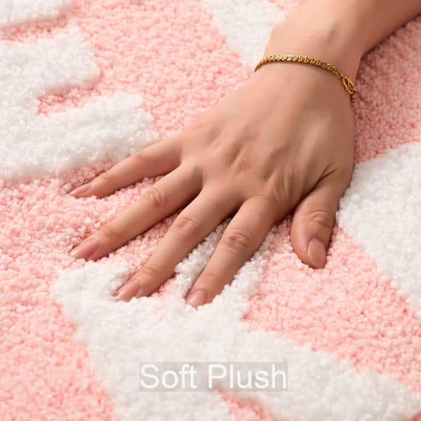 Skridsikker bademåtte 40x60cm Microfiber Blødt bogstavdesign Maskinvaskbart tæppe Pink