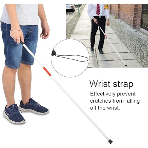 Foldbar stok til blinde - Stokke Lang foldbar hvid stok