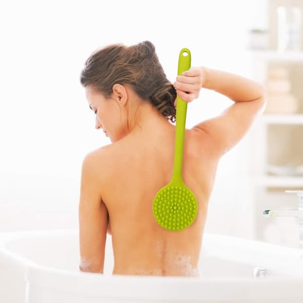 Silicone Bath Brushes Double-Sided Long Handle Shower Brush with Soft Bristles for Women Men