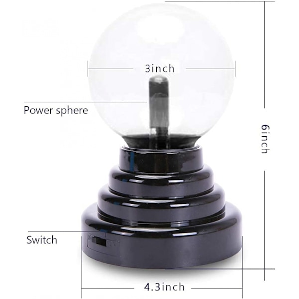Plasma Ball/Lys/Lampe, Plasma Elektrisk Nebula Lys, Berøringsfølsom, Leker, for Fester, Dekorasjoner, Gave (3 tommer, USB