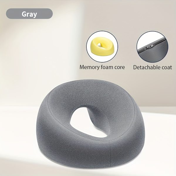 1 st Modern O-formad/U-formad Ansiktskudde, Skönhetssalong Spa Massage Kudde, Ergonomisk Ansiktskudde, Maskintvättbart Överdrag, Polyuretanfyllning, Closu Gray
