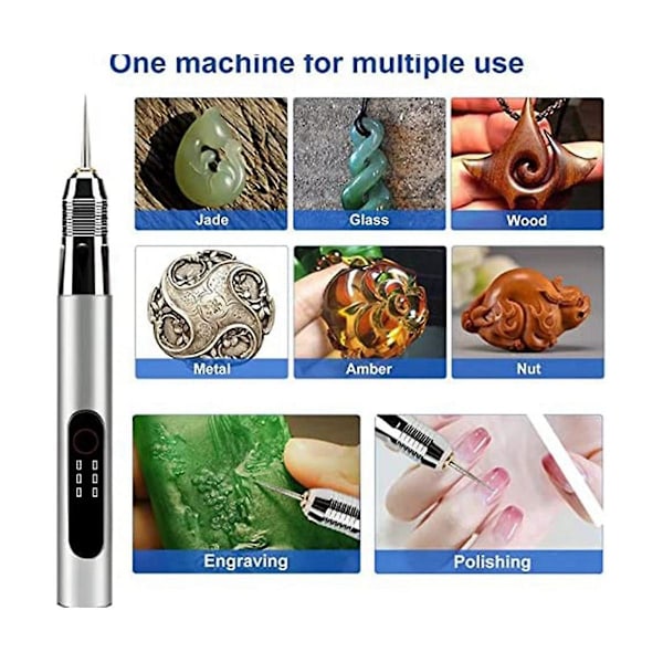 Elektrisk Graveringspen, USB Genopladelig Mini Slibepen Polering Neglemaskine Trådløs Gravering