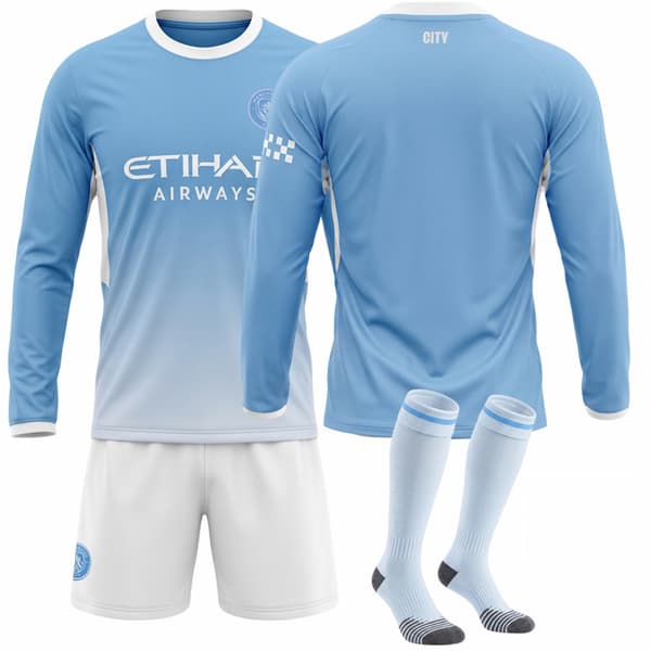 Fodboldtrøje nr. 9 Haaland Manchester City Hjemmebane Langærmet Efterår Vinter Sæt Size 10 #M