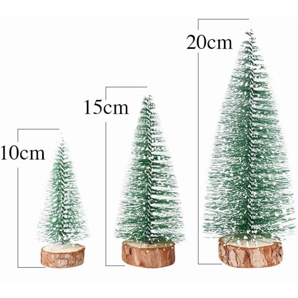 Mini kunstigt juletræ, 9 stk. Mini kunstigt juletræ med sneeffekt, juledekoration juleborddekoration DIY grøn