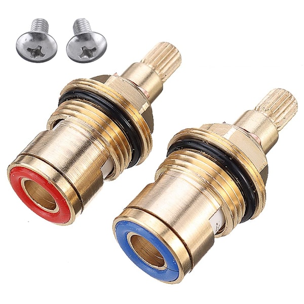 2 st Kranventiler Set Kranventiler Ersättning Mässing Keramisk Stam Skivpatron Kranventil Kvartsvarv 1/2\" för Badrum Kökskran