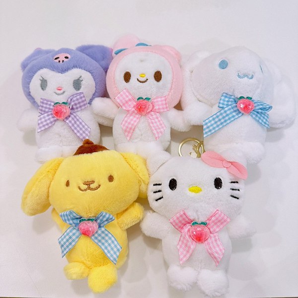 Tegneserie Kuromi dukke skoletaske vedhæng dukke plys legetøj par nøglering taske vedhæng Plush Macaron Series-Pudding Dog 11cm (with keychain)