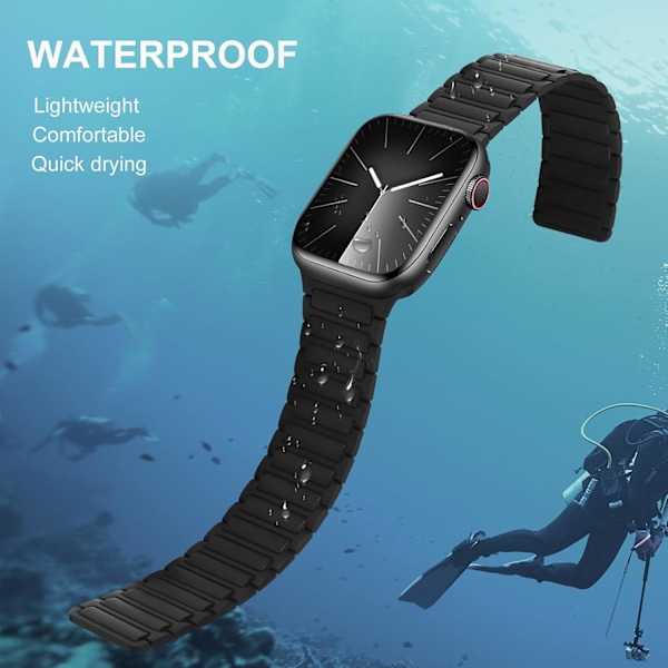 Magnetiske klokkereimer kompatible med Apple Watch-reimer, myk silikon erstatningsreim designet for iWatch, svart Black 38/40/41mm