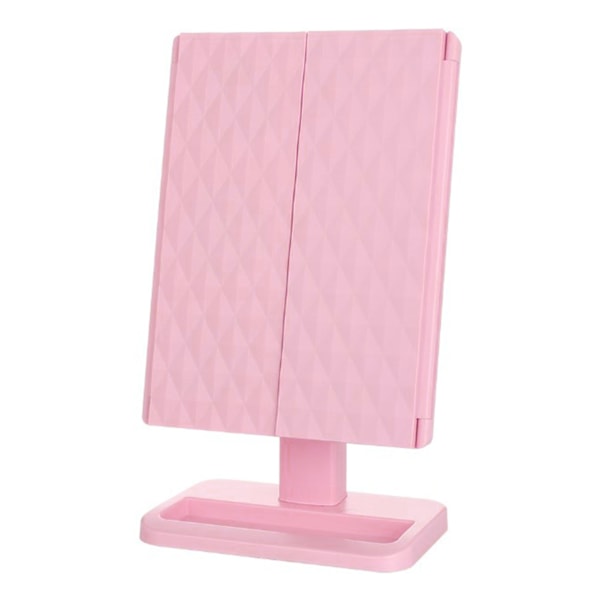 Belyst Sminkspegel Minimalistisk Förstorande Touchkontroll Trippel LED Sminkspegel Rosa