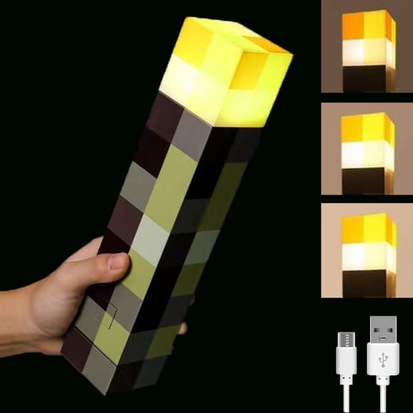 Minecraft Leker Barnestørrelse Rollespilltilbehør Barnegave Komfortabel Klassisk Three-level torch lamp