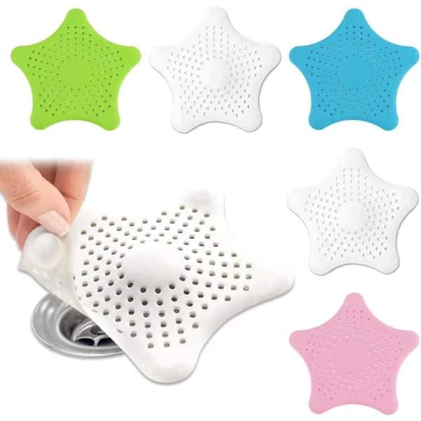 5-pack duschsil hårfångare, silikon hårfångare badkar diskho filter avloppssil, täck avloppsskydd med starka sugkoppar