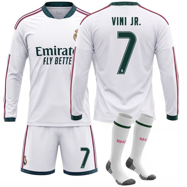 Real Madrid Hjemmefodboldtrøje Langærmet Vinicius Ronaldo Mbappe Efterår Vinter Wearing socks on the 11th #twenty four