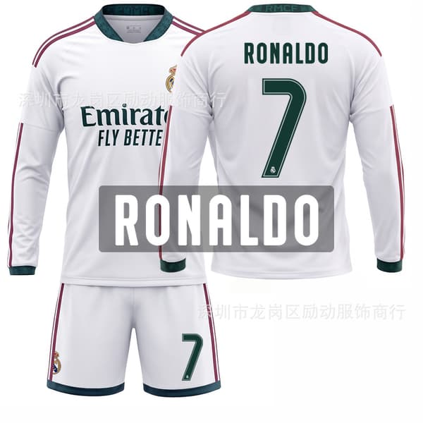 Real Madrid Hjemmefodboldtrøjesæt Langærmet Efterår Vinter Cristiano Ronaldo wearing number 7 #26
