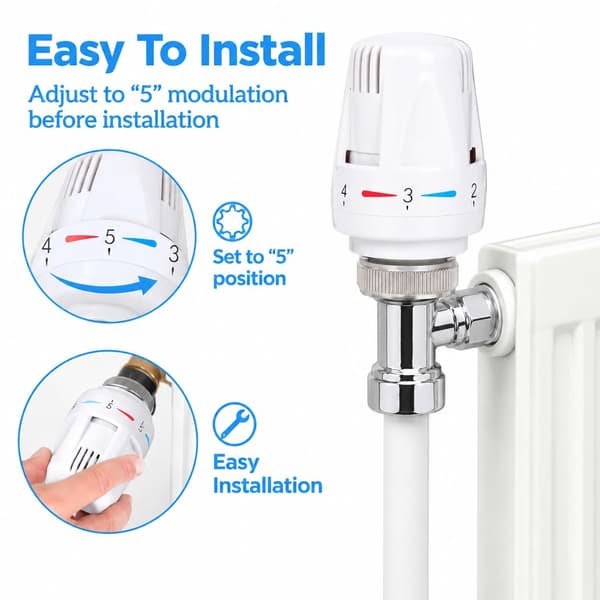 Termostatiskt ventilhuvud 2-pack - Ersättningsratt för radiatortermostat