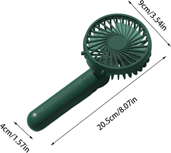 Genopladelig Håndventilator Bærbar Bordventilator Foldbar USB Mini Ventilator 3 Hastigheder Støjsvag Personlig Køleventilator Grøn 9x20,5x4cm