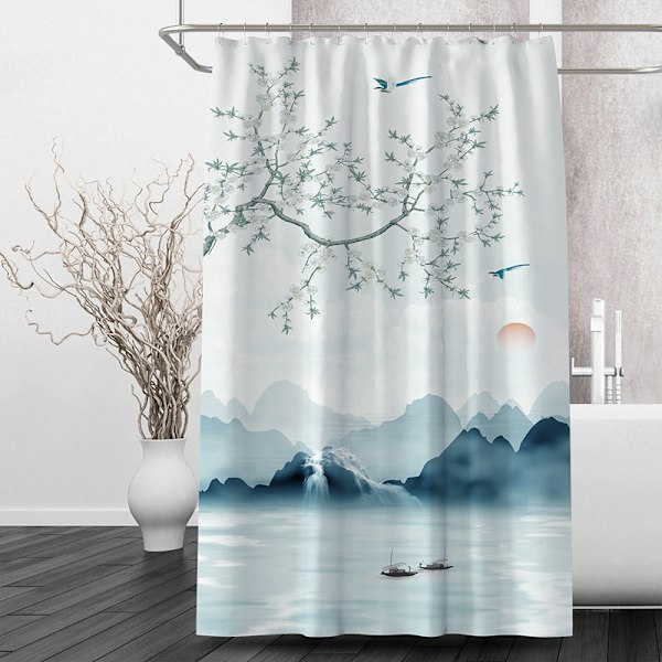 (80 x 180 cm) Bruseforhæng Hvid, Anti-Skimmel, Vandtæt