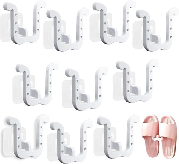 Shoe Racks 10-Pack Hanging Shoe Racks Wardrobe Organizer Shoe Rack System Self-Adhesive Shoe Storage Slipper Storage Studio Shoe Racks White