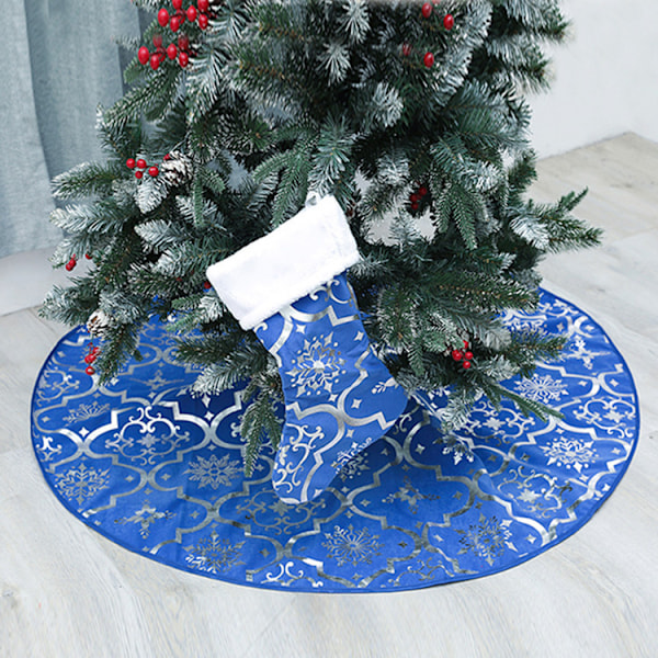 Juletrematte Base Gulvmatte Teppe Hjem Dekor Juletre Ball Blå