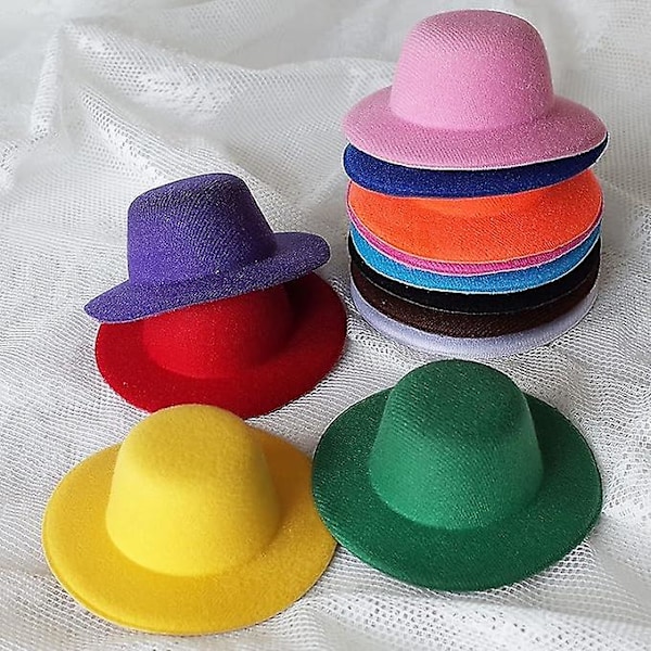 14 Farger Mini Formelle Hatter Miniatyrhatter Hatt for DIY-Håndverk Hårtilbehør Dekorer (2,7 tommer/7 cm)