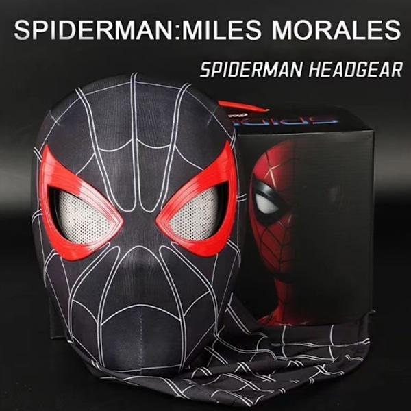 Spindelmannen Mask med Ringfjärrkontroll för Blinkande Ögon, Blinkande Ögon, Hjälm, Cosplayfest, Halloween Mask Rekvisita Miles headband/can blink