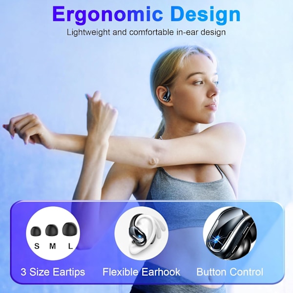 Langattomat Bluetooth-urheilukuulokkeet, 2023 Bluetooth 5.3 -kuulokkeet ENC-kohinanvaimennuksella, 90H Hi-F