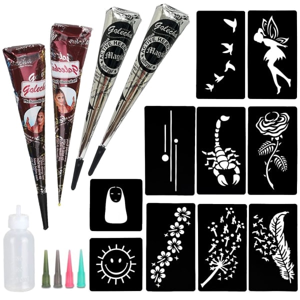 Henna väliaikainen tatuointi luonnollinen tatuointiväri musta ja ruskea väliaikainen mehndi-tatuointitarra väliaikainen tatuointi SQBB{hh}