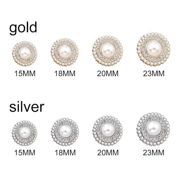 10 stk Metall Rhinestone Perleknapper Skjorteknapper SØLV sølv
