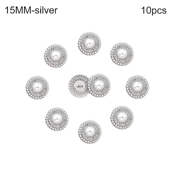 10 stk Metall Rhinestone Perleknapper Skjorteknapper SØLV sølv
