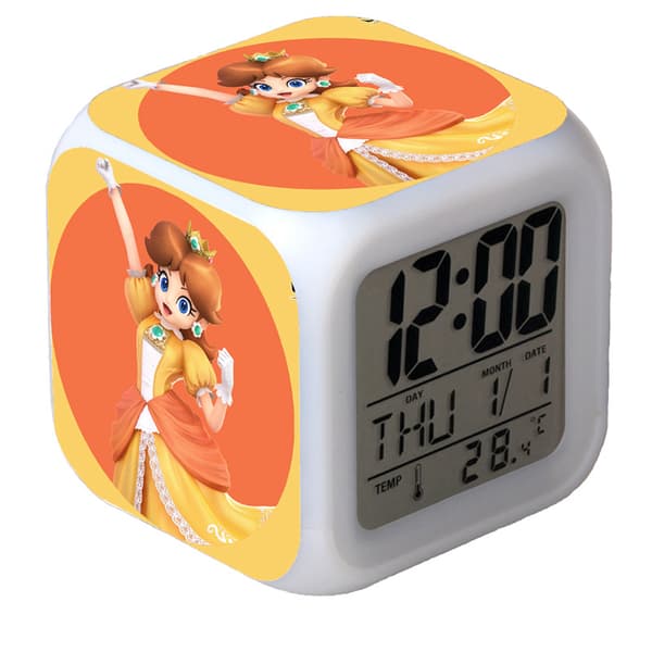 Farverigt LED vækkeur med Super Mario-tema - Tegneserie-natlys-timer til børneværelset Number-022