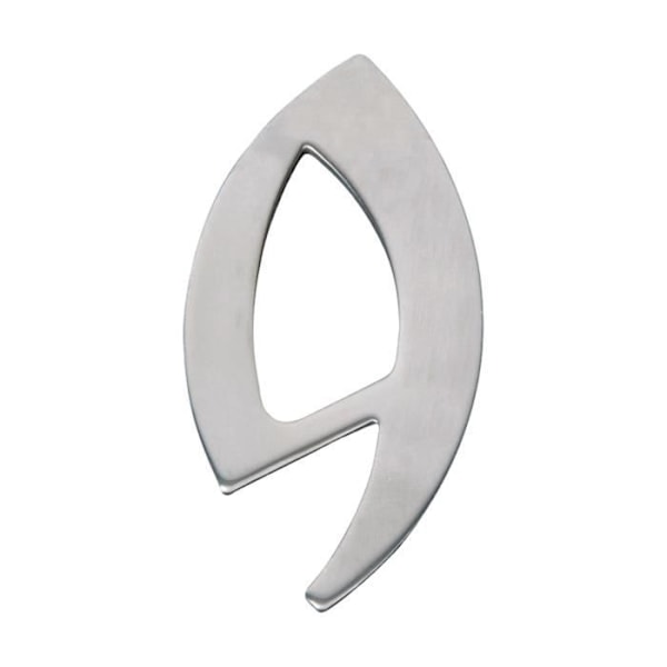 Husnummer \"9\" for veggmontering i rustfritt stål - Grå - L 5 x H 10 cm