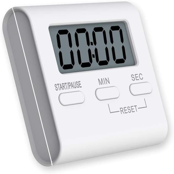 Stor digital kjøkkentimer med høy alarm, 6x6cm hvit