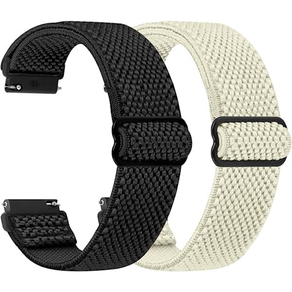 Elastic Nylon Quick Release Strap - Band Width: 18mm Black White