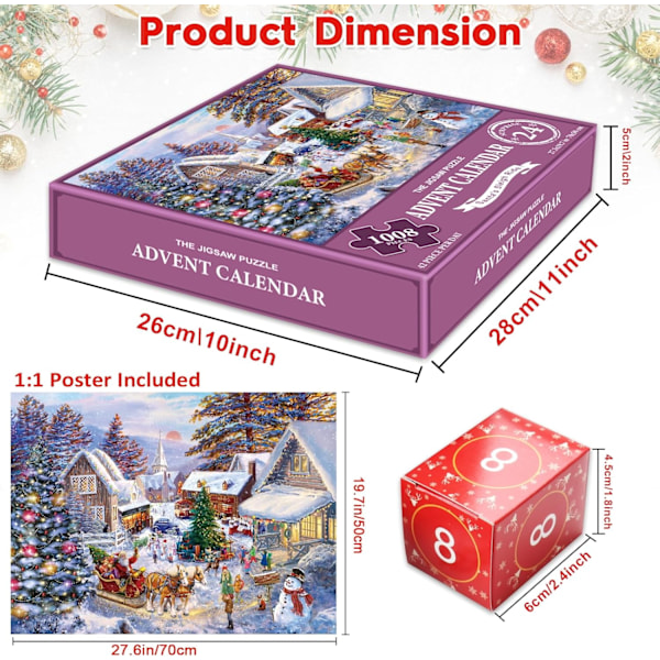 Jigsaw-pussel Adventskalender för Vuxna - 24 Lådor Julnedräkning