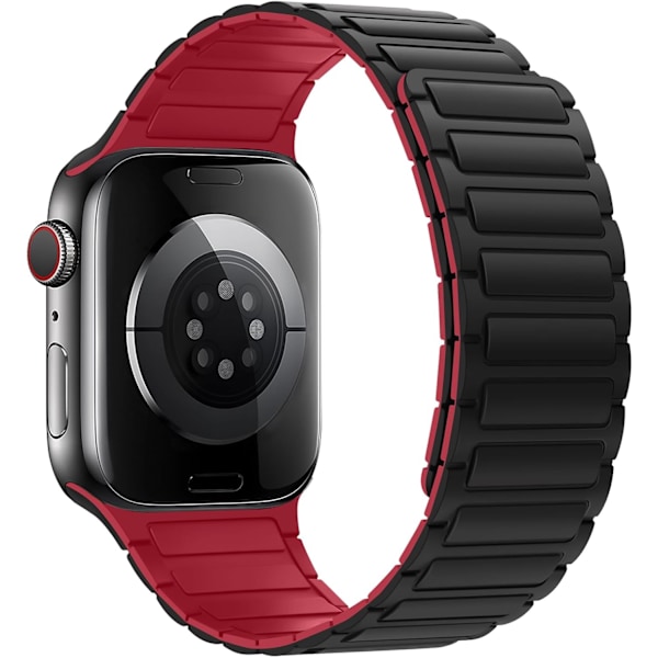 Magnetiske klokkereimer kompatible med Apple Watch-reimer, myk silikon erstatningsreim designet for iWatch, svart rød Black Red 38/40/41mm