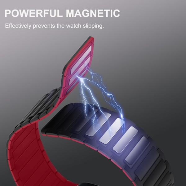 Magnetiske klokkereimer kompatible med Apple Watch-reimer, myk silikon erstatningsreim designet for iWatch, svart rød Black Red 38/40/41mm