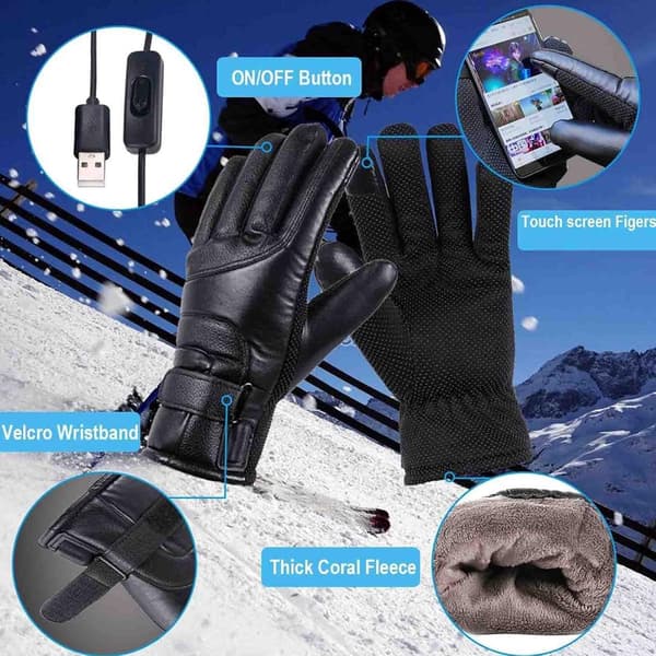 Opvarmede handsker – Sort – Genopladelige via powerbank – Vandafvisende – Touchscreen-kompatible – One size – Vinterhandsker