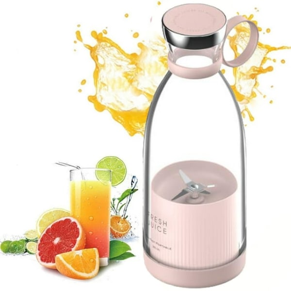 Mini Portable Smoothie Blender Orange Fresh Juice Elektrisk Juicer Smoothie Maker i glas (Rosa)