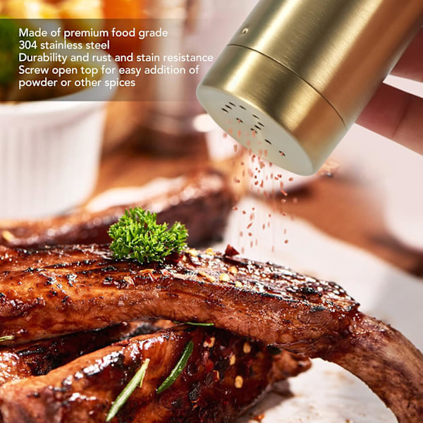 stk salt- og pepperkrydderflaske gull krydderkrukke krydderflaske rustfritt stål rustfritt