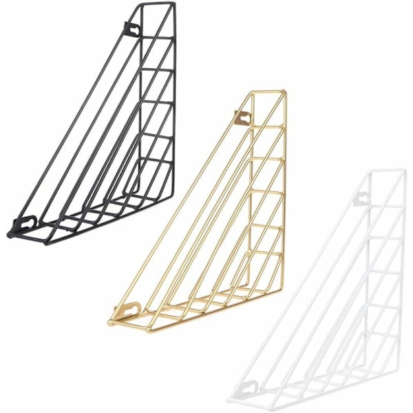 Nordisk Geometrisk Väggmonterad Tidningsställ – Tidskriftshållare – Tidningsställ i Metall – för Badrum, Kontor och Entré – Järn (Guld){hh}