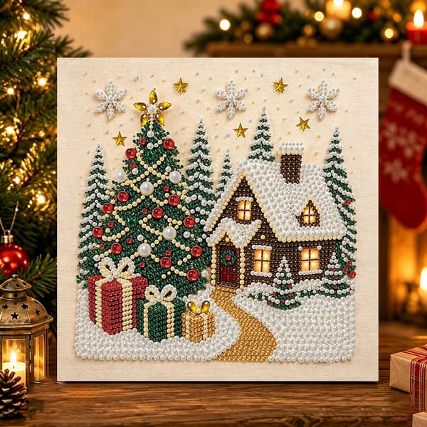 30x30 Diamantmaling Juleperle DIY Håndlavet Rhinstensdekorationssæt (size 30X30cm) MS3301