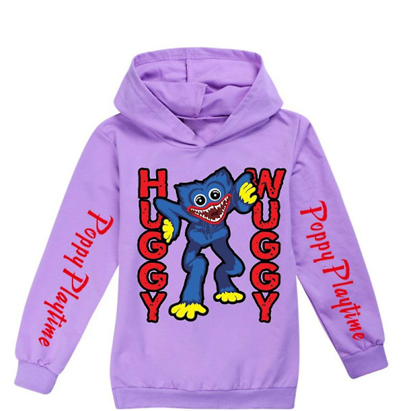 5-10 År Poppy Playtime Huggy Wuggy Tryckt Barn Pojkar Flickor Hoodie Tröjor Lila Purple 9-10 Years