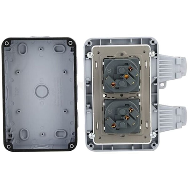 IP66 Waterproof Socket with Switch and Waterproof Junction Box, Outdoor Dustproof Wall Socket for Kitchen, Bathroom, Garage, Pool, etc.